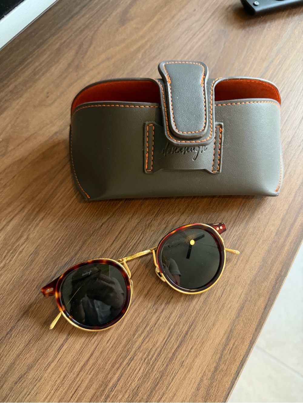 Donahugh Men's Sunglasses Case and Tortoiseshell Sunglasses - Brown
